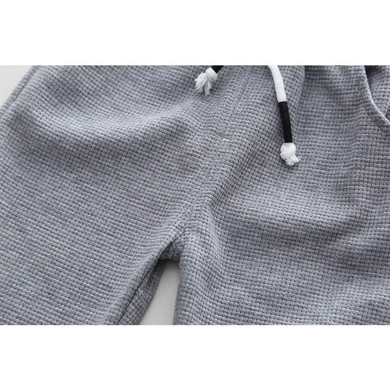 Spring Autumn Children Clothes Baby Boys Cotton Solid Waffle Sweatshirt + Pants 2Pcs Set Toddler Fashion Costume Kids Tracksuits