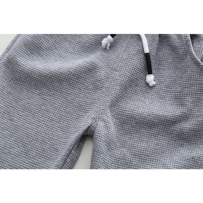 Spring Autumn Children Clothes Baby Boys Cotton Solid Waffle Sweatshirt + Pants 2Pcs Set Toddler Fashion Costume Kids Tracksuits