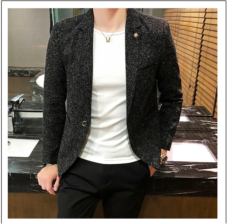 New Boutique Men's Solid Color British Style Fashion Casual Business Job Interview Gentleman Party Best Man Dress Suit