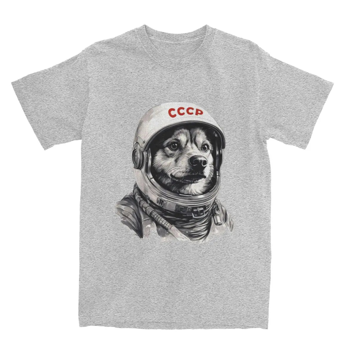 Rusia Laika Space Urss Astronauta Dog T-Shirt Men First dog in Space Cotton T-Shirts Summer O-Neck Tees Oversized Clothing