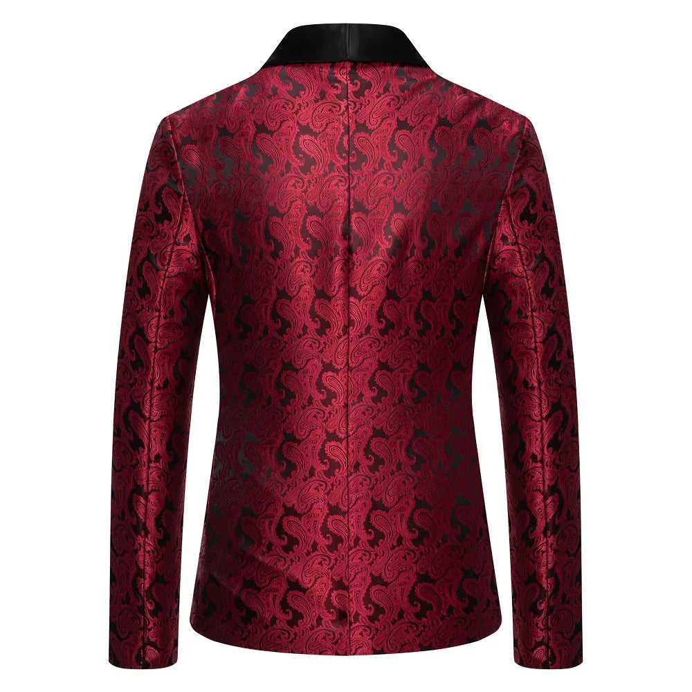 2026 New Men's Red Cashew Flower Blazer, Wedding Party Dress Jacket, White Blue Black Brands Blazers Coat, S M L XL XXL