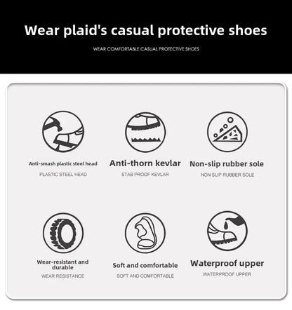 Fashion 2026 Genuine Leather Waterproof Men Safety Shoes Boots Work Sneakers Indestructible Steel Toe Nail Proof Male Footwear