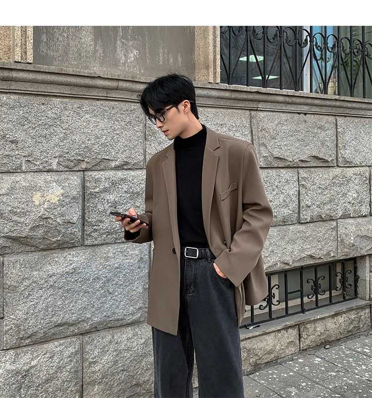 Spring Summer Men Formal Blazers Men Korean Fashion Loose Casual Dress Jacket Men Harajuku Social Suit Jacket Clothing