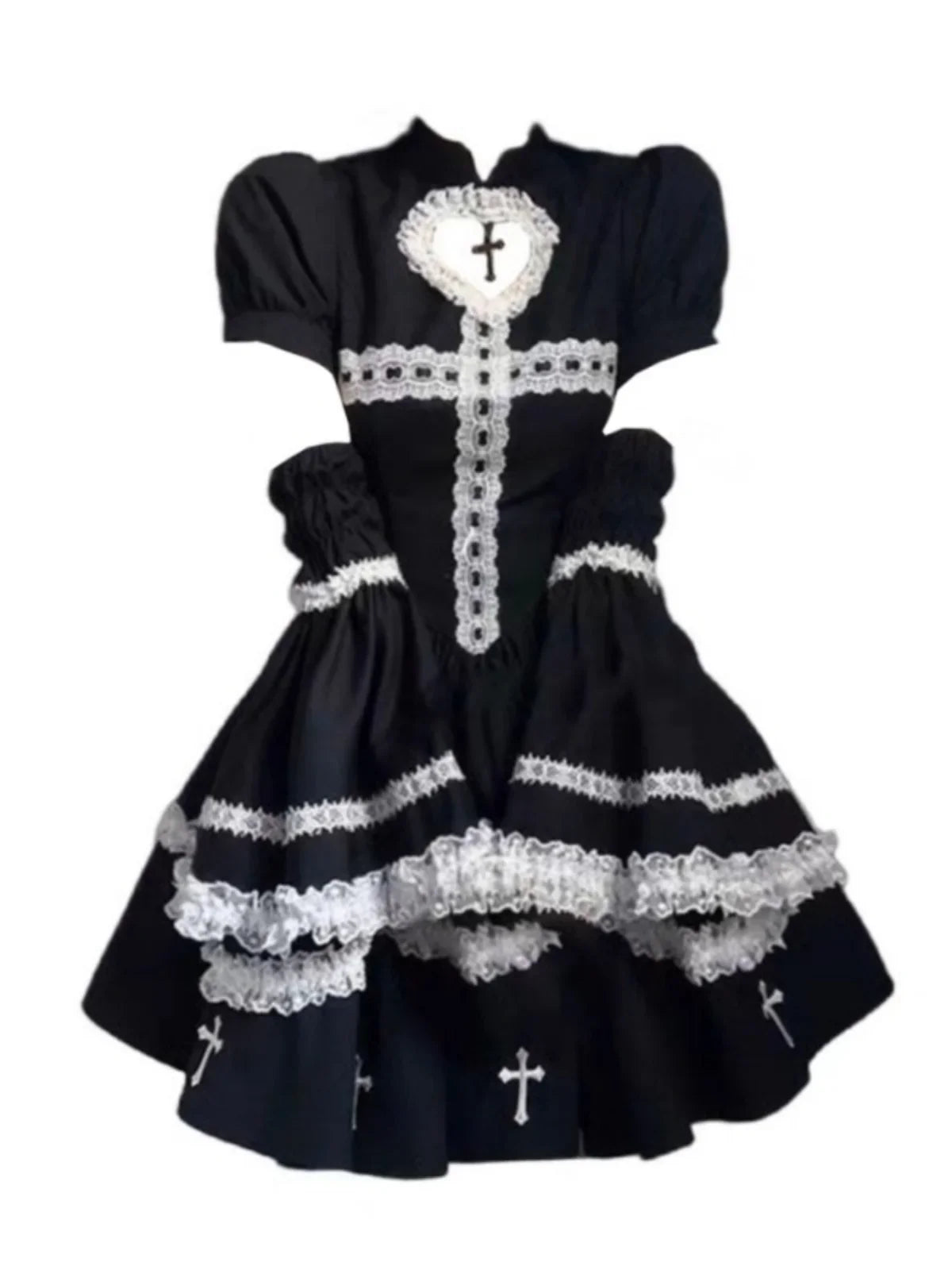 Lolita Cross Color Blo Puffy  Dr k Sle High Waist Princ Gown Long Sve A-Line Silhouette Everyday ...