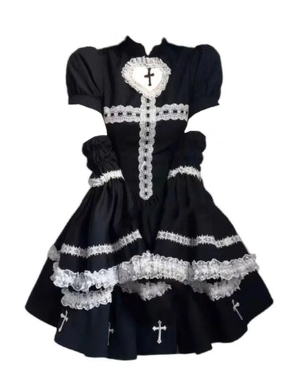 Lolita Cross Color Blo Puffy  Dr k Sle High Waist Princ Gown Long Sve A-Line Silhouette Everyday ...