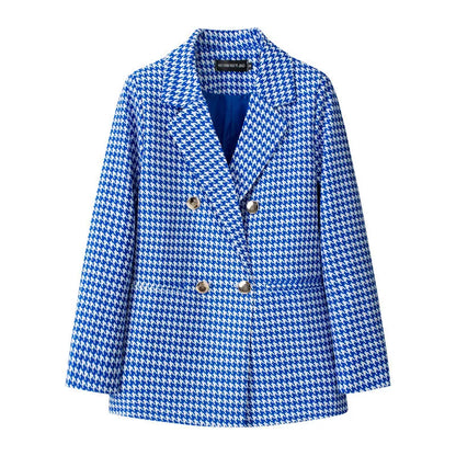 Casual Plaid Women's Suit Jacket Spring Autumn New Style Large Size Street Style Top Quality Polyester Commute Style Fashionable