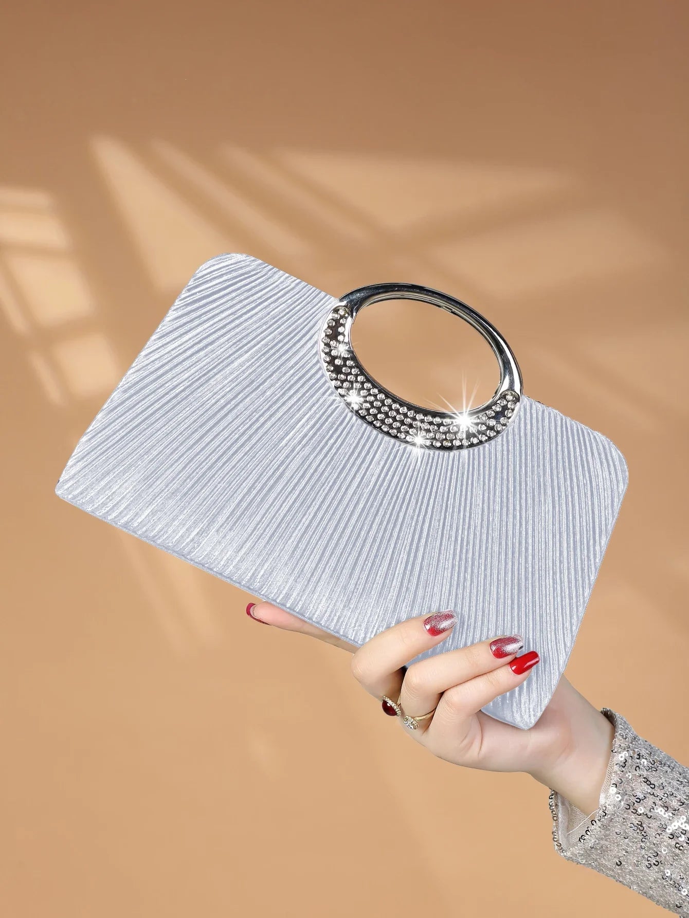 Women's Sparkling Glitter Crystal Evening Bag, Handbag And Crossbody Bag With Simple And Elegant Design, Suitable For Wedding