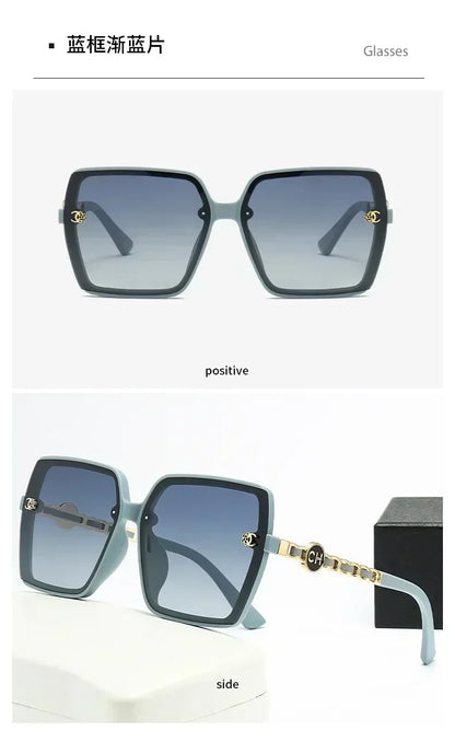 New Fashion Sunglasses for Women Hot Sale Polarized Large Frame Square Retro Sun Glasses Gradient Ladies Sunglass for Men UV400