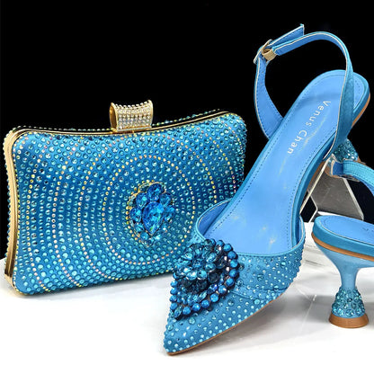 Elegant Italian Design Pink Butterfly Shoes and Bag Set for Women - Perfect for Parties and Weddings