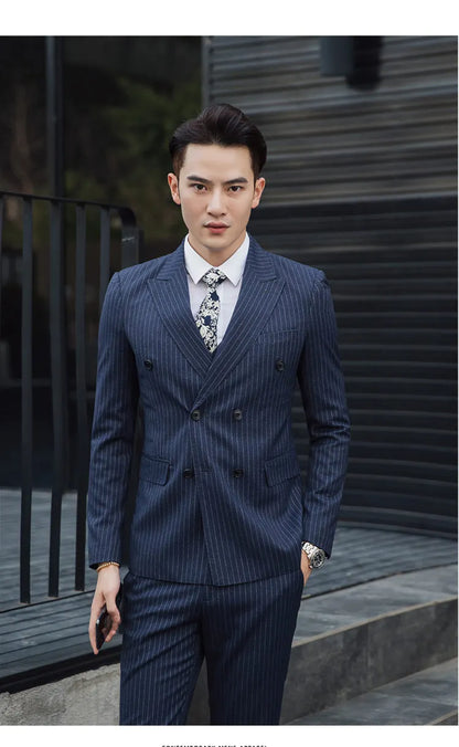 27 Colors ( Blazer + Vest + Pants ) Boutique Fashion Plaid Formal Office Business Mens Suit Three Pieces Groom's Wedding Dress