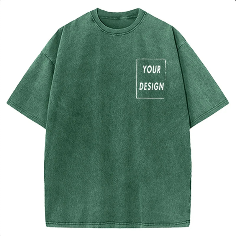 Men's and Women's Cotton Washed T-Shirt Custom Printed T-Shirt 230G Top DIY Your Favorite Pattern or Logo Fashionable Custom Top