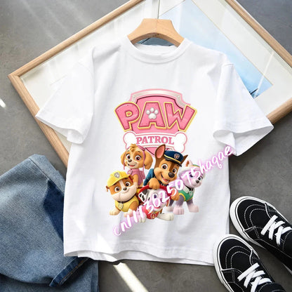 Summer PAW Patrol Children T-Shirts Cartoon Chase Skye Short Sleeves Top Tees Fashion Anime Girls Boys Shirts Kids Clothes Gift
