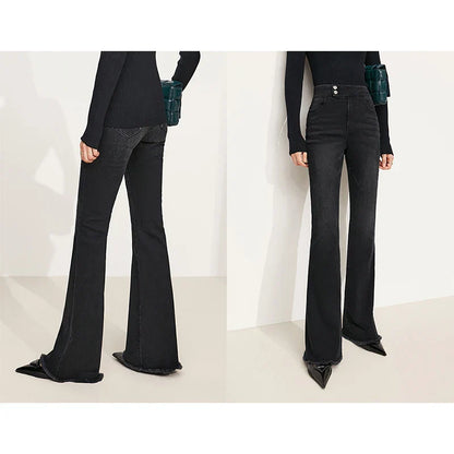 Jeans For Woman 2025 Winter New Slim-fit Warm Versatile Flared Pants Simple Commuter Casual Casual Woman Trousers 12344022