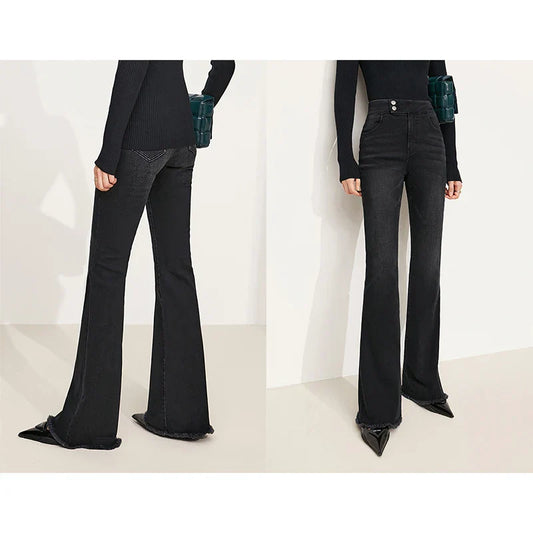 Jeans For Woman 2025 Winter New Slim-fit Warm Versatile Flared Pants Simple Commuter Casual Casual Woman Trousers 12344022