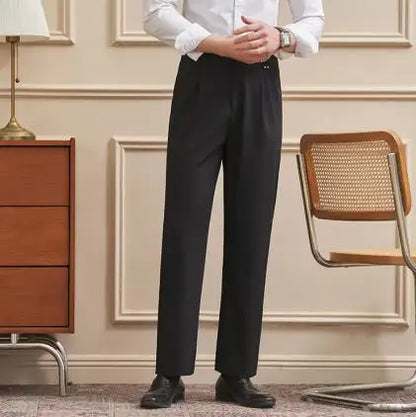Men‘s Trousers Slim-Straight Fit  for Spring & Summer Slim Fit Daily Work Trousers, Solid Color Street Suit Trousers