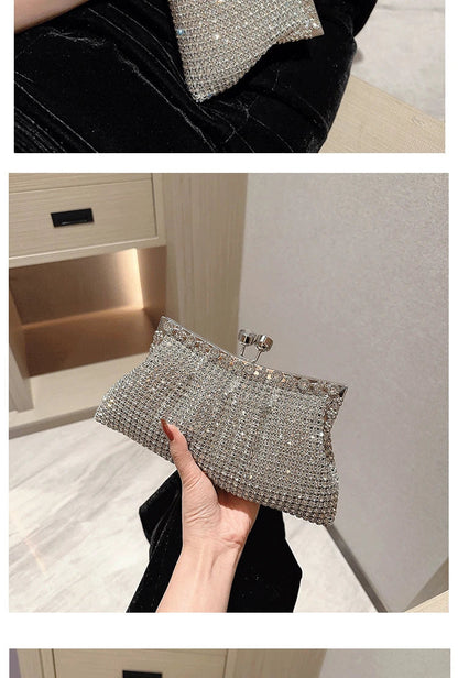 Luxury Rhinestone Evening Clutch Bag Wedding Bride Handbag Shiny Design Party Banquet Lady Portable Purse Sling Shoulder Bags