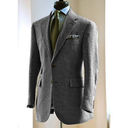 Men's Herringbone Blazer Suit Collar Slim Jacket Casual Fashion Jacket 3 Pocket Workwear Men's Summer Suits Formal Man Jackets