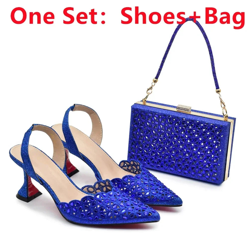 Latest Orange Designer Shoe and Bag Sets From Italy Shoe Woman Summer 2025 Wedding Fashion Party Shoes and Bag Match for Women