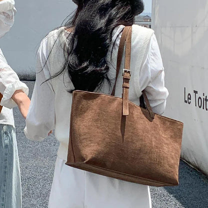 Retro Faux Suede Tote Women Bag Large Capacity Shoulder Bags for Women 2026 Matte Texture Designer Handbags and Purses Shopper