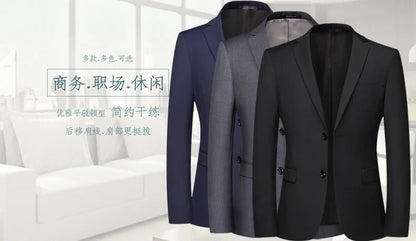 Blazer New Men's Fashion Business Solid Color British Style Professional Work Groom Wedding Dress Best Man Blazer Jacket