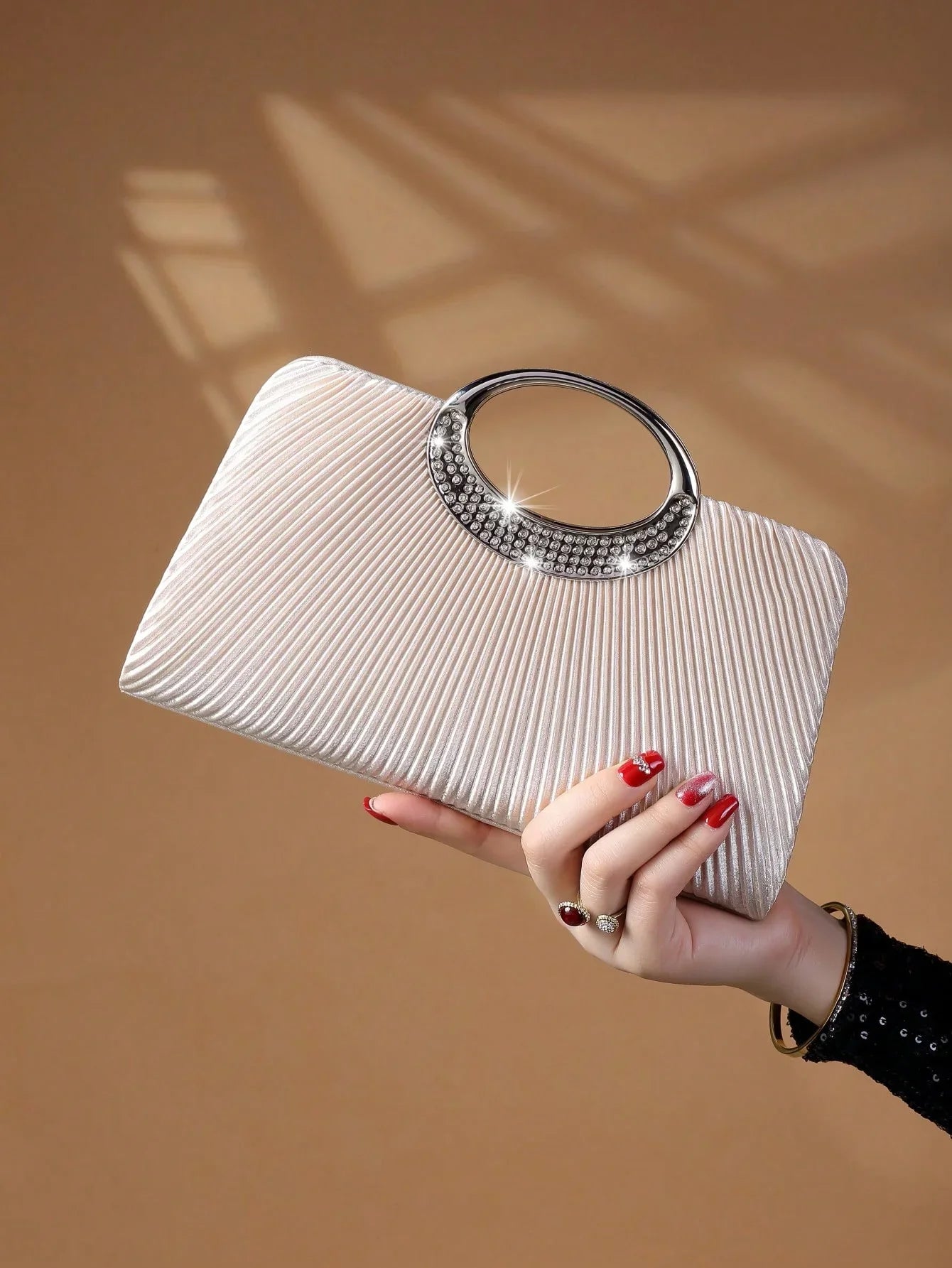 Women's Sparkling Glitter Crystal Evening Bag, Handbag And Crossbody Bag With Simple And Elegant Design, Suitable For Wedding