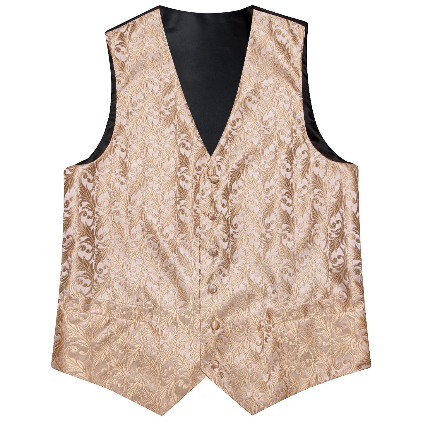 Men's Classic Floral Vest & Tie Hanky Cufflinks Set – Waistcoat for Weddings Events Party Gift