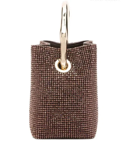 Luxury Satin Bucket Bag Women's Handbag Crystal Shiny Rhinestone Diamond Evening Bag Wedding Party Clutch Purse Crossbody Bag