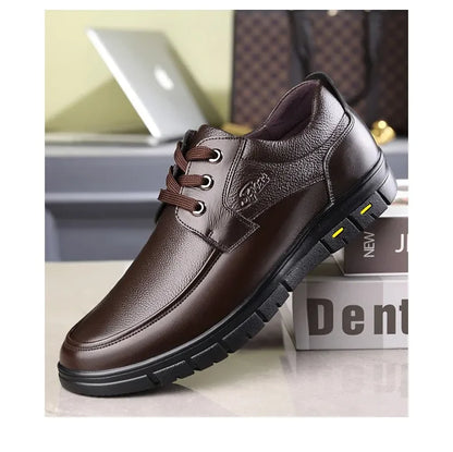 Men PU leather Casual Shoes Soft Sole Lace-up Luxury Brand Middle-aged Old Man Dad Lightweight Loafers Shoes  Zapatillas