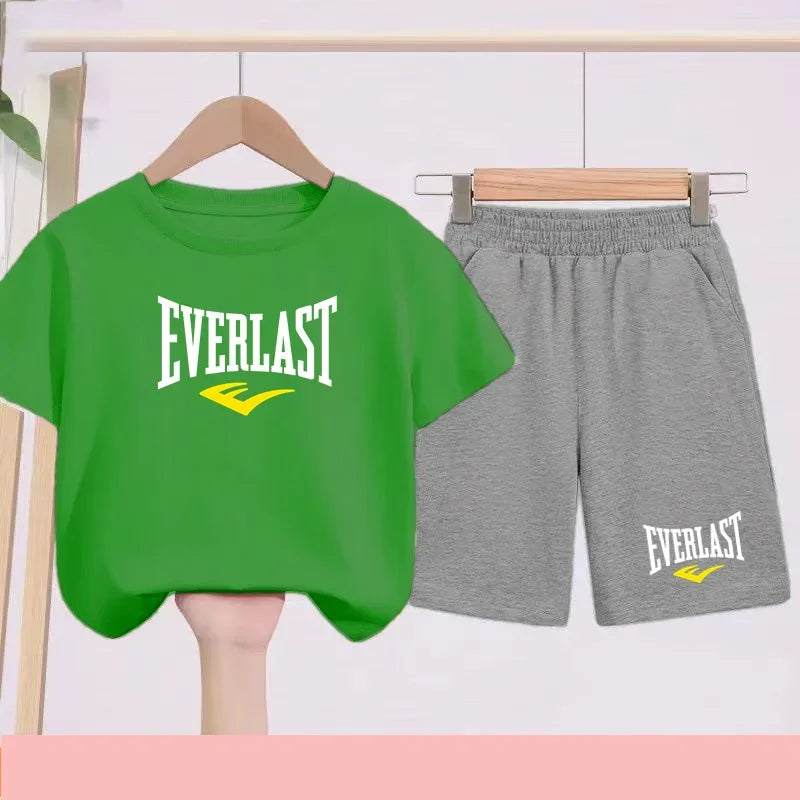 T-shirt d'été pour garçons et filles, manches courtes sportives pour enfants de 7 à 13 ans, pantalons à caractères, confortables