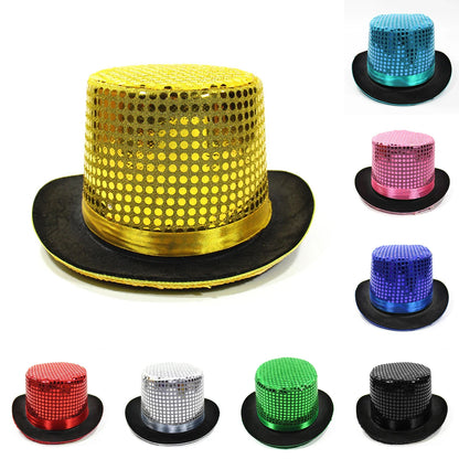 Magic Performance Hats British Style Fedora Glitter Jazz Caps Panama Evening Party Headwear for Women Men Gentleman Dancing Hat