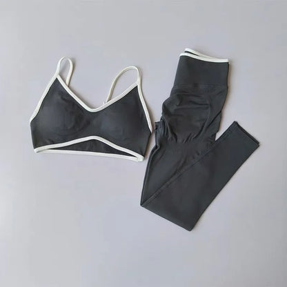 Seamless 2PCS Legging Sets Women's Strappy Sports Bras and Leggings High Waist Fitness Sculpt Leggings Running Pants Gym Suits