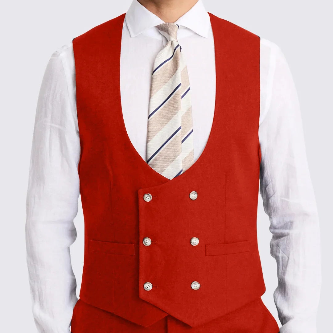 Men Vest White Solid Double Button V Neck Waistcoat For Wedding Party Banquet Business Office Work Daily Casual Men Suit Vest