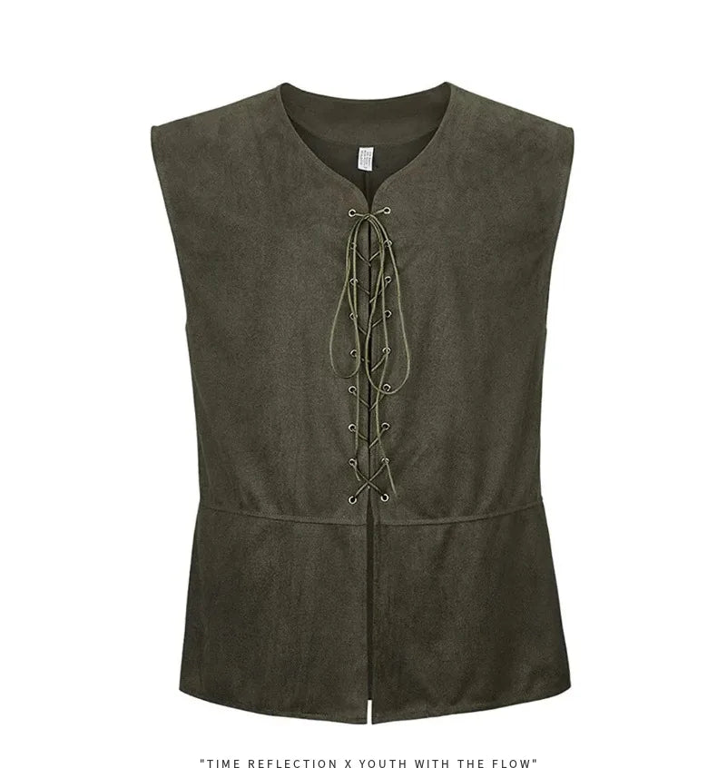 2025 Medieval Renaissance Pirate Gothic Steampunk Vest for Men, Multicolor Loose Plus Size Suede Fashion Men's Waistcoat,S-XXL