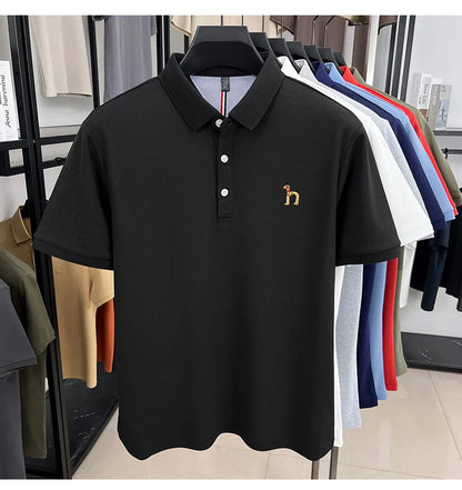 High end luxury brand short sleeve polo shirt summer new trend cute dog embroidery design T-shirt casual Korean golf men's wear