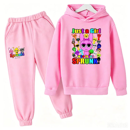 Sprunki Kids Clothes Hoodie+pants Age 2-12 Boy Girl Incredibox Anime Figures Sweatshirt Spring Autumn Pullover for Children Sets