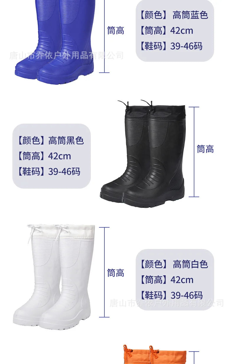 Men's Women's High-End Rain Boots Closed Rainproof and Waterproof Short and Mid.Calf Length Non-Slip Drawstring Rubber Boots