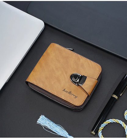 Men's Wallet Made pu Skin Purse for Men Coin Purse Short Male Card Holder Wallets Zipper Around Money Coin Purse
