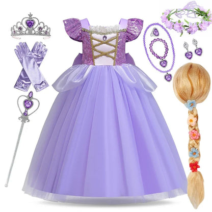 Girl Disney Rapunzel Dress Kids Tangled Disguise Children Carnival Princess Costume Birthday Party Gown Outfit Clothes Vestidos