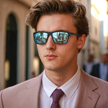 Polarized Sunglasses for Men Shades Lightweight TR90 Frame UV400 Protection Square Outdoor Trave Driving Sun Glasses