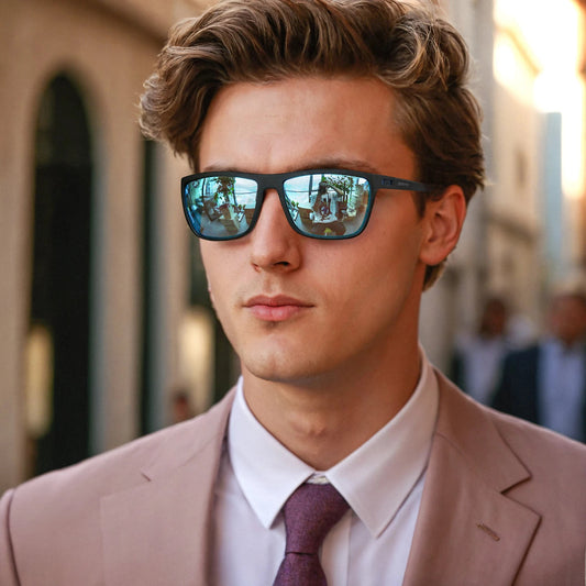 Polarized Sunglasses for Men Shades Lightweight TR90 Frame UV400 Protection Square Outdoor Trave Driving Sun Glasses