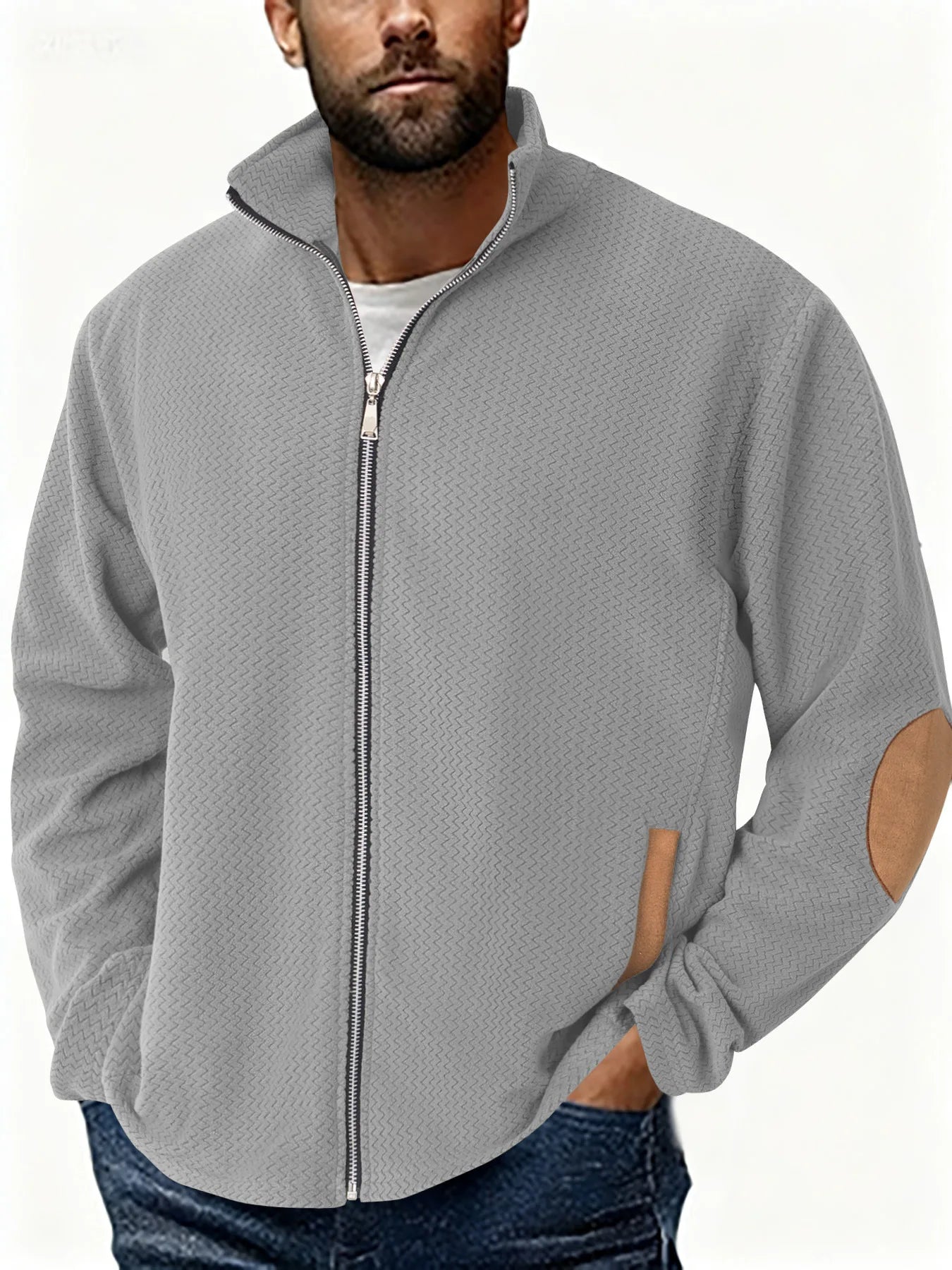 Autumn Winter Men's Stand Collar Casual Zipper Jacket  Double-Sided Fleece Warm Coat Outdoor Splice Long Sleeve Cardigan Mens