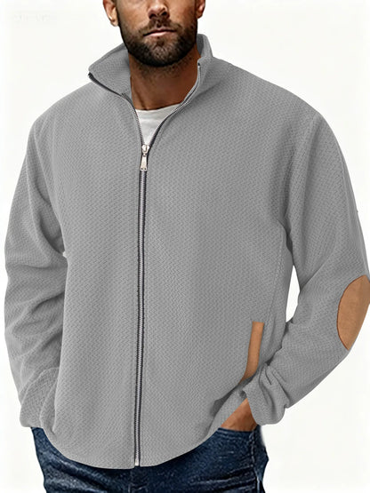 Autumn Winter Men's Stand Collar Casual Zipper Jacket  Double-Sided Fleece Warm Coat Outdoor Splice Long Sleeve Cardigan Mens