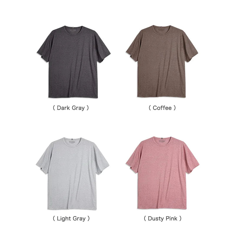 Casual Breathable Blended Short Sleeve T-shirt for Men's Summer Crew Neck Lightweight Basic Tees Versatile Loose Fit Tops