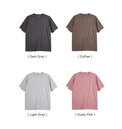 Casual Breathable Blended Short Sleeve T-shirt for Men's Summer Crew Neck Lightweight Basic Tees Versatile Loose Fit Tops