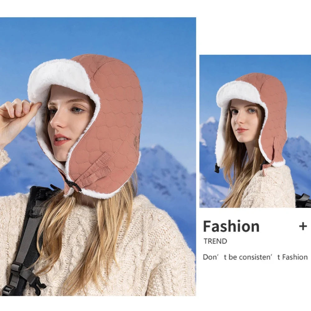 Russian Hat Soft Fur Lined Trapper Earflap Cap Windproof Autumn Winter Hats for Men Women Snow Ski Russian Cap Bomber Hat