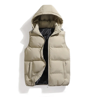 Mens Vest Jacket Warm Sleeveless Jackets Winter Waterproof Zipper Coat Autumn Stand-up Collar Casual Waistcoat Brand Clothing