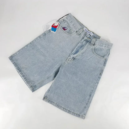 Big Boy Casual Denim Shorts Y2k Retro Baggy Hip Hop Cartoon American Harajuku Embroidered Men Shorts  Fashion Street Wear Jorts