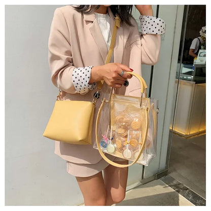 Fashion Transparent Women Shoulder Bag Jelly Candy Summer Beach Handbag for Female Messenger Bags Bolsa Totes Bucket Bag