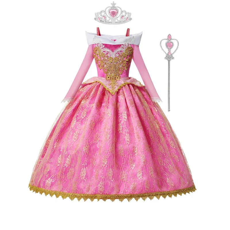 Summer Deluxe Princess Snow White Gown with Cape Girls Fairy Kids Cosplay Costume Toddler Carnival Apparel Halloween Dress up
