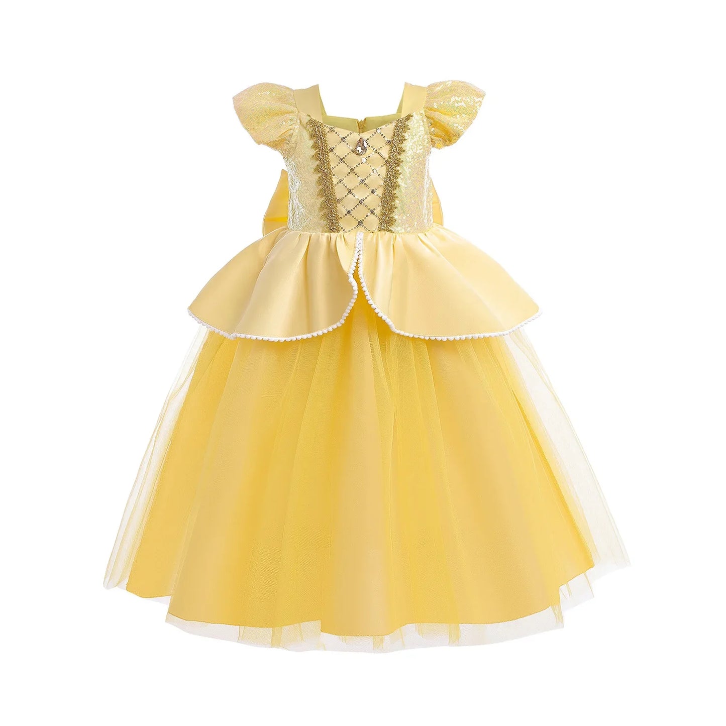 Kids Belle Elegant Costume Girls Halloween Princess Cosplay Party Mesh Dress Children Birthday Clothes Carnival Luxury Ball Gown